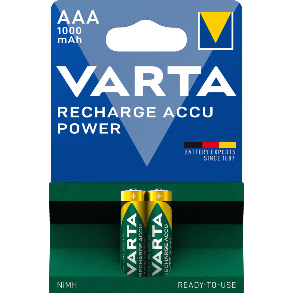 Batterie Akku Power, HR03/AAA/Micro, NiMH 1000mAh, 2 Stück VARTA 05703301402 VARTA 05703301402 Micro 2Stück