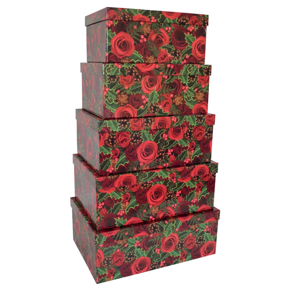 Weihnachts-Geschenkkarton Rosen, 5-teilig PBS 41752 41752   5tlg Hoch