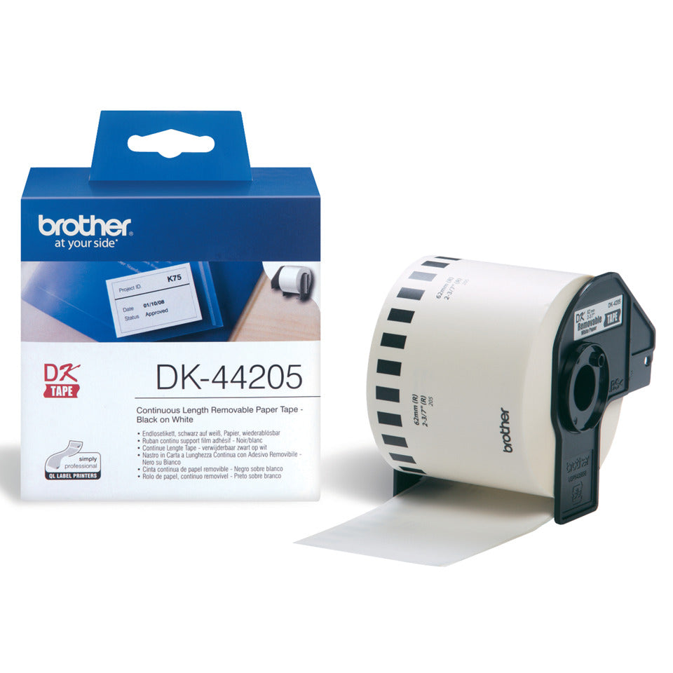 Endlosetiketten ablösbar, 62mmx30,48m, weiß BROTHER DK44205 BROTHER DK44205 ablösbar