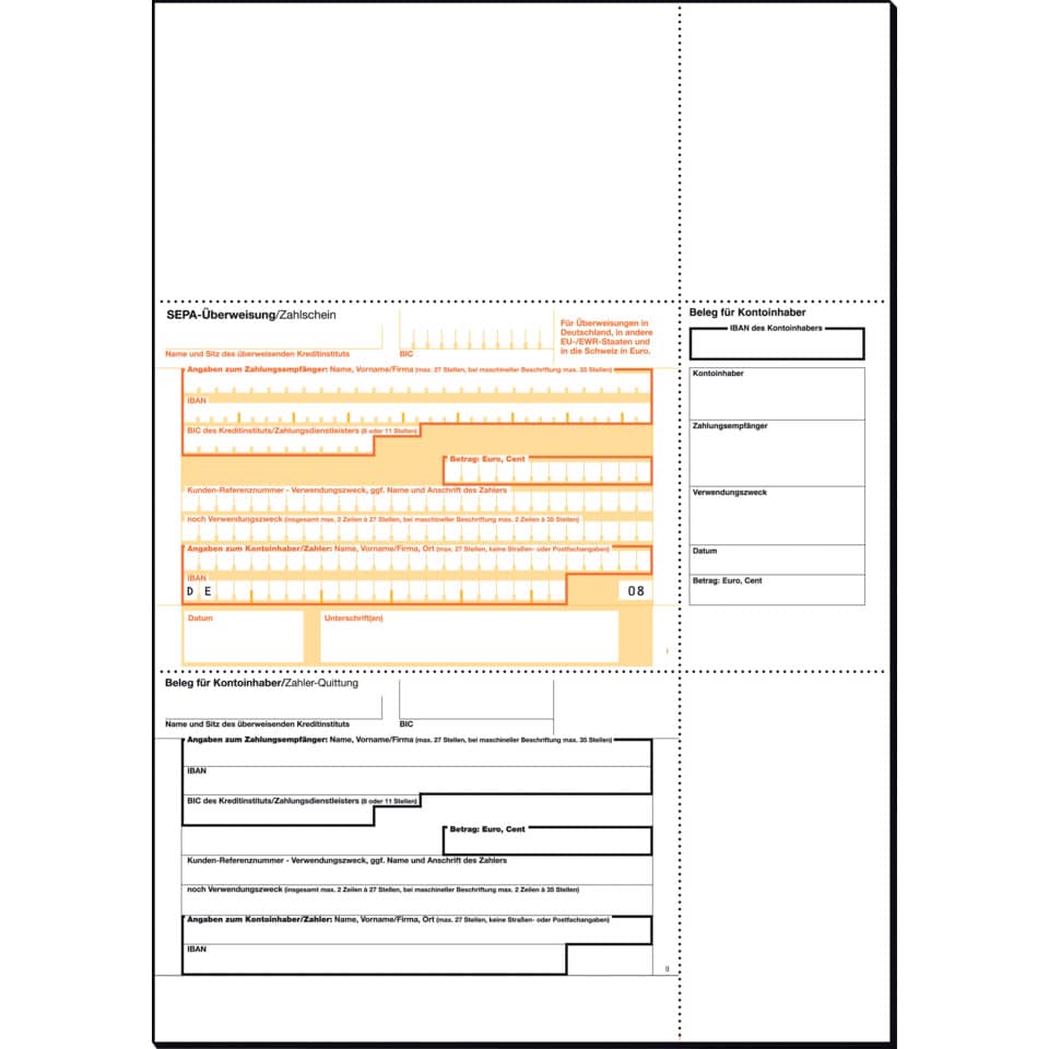 PC-Formular Sepa -Überweisung, A4, 90g/m², 250 Blatt SIGEL ZV572 SIGEL ZV572  A4  250BL  90g