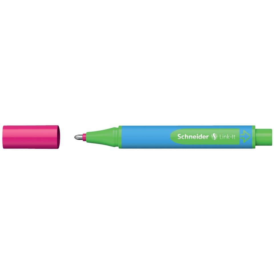 Kugelschreiber Slider Link-It, Kappenmodell, XB, pink, Schaftfarbe: cyan SCHNEIDER 50-154509 SCHNEIDER 154509