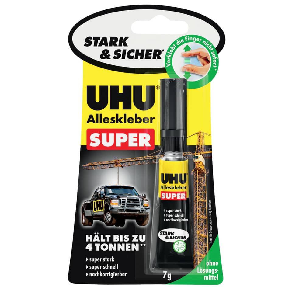 Alleskleber SUPER Stark&Sicher, Tube mit 7g, Infokarte UHU 46960 UHU 46960 Strong & Safe