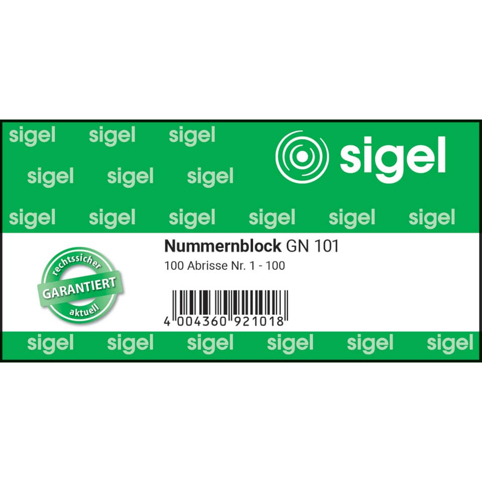 Garderobennummernblock 1-100, 100 Blatt, sortiert SIGEL GN101 SIGEL GN101 1-100 100Bl