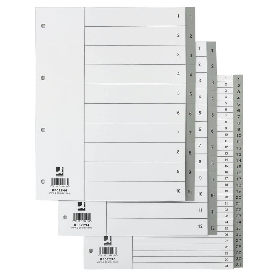 Ordnerregister 1-31, A4, grau Q-CONNECT KF02296 Q-CONNECT KF02296 Überbreite
