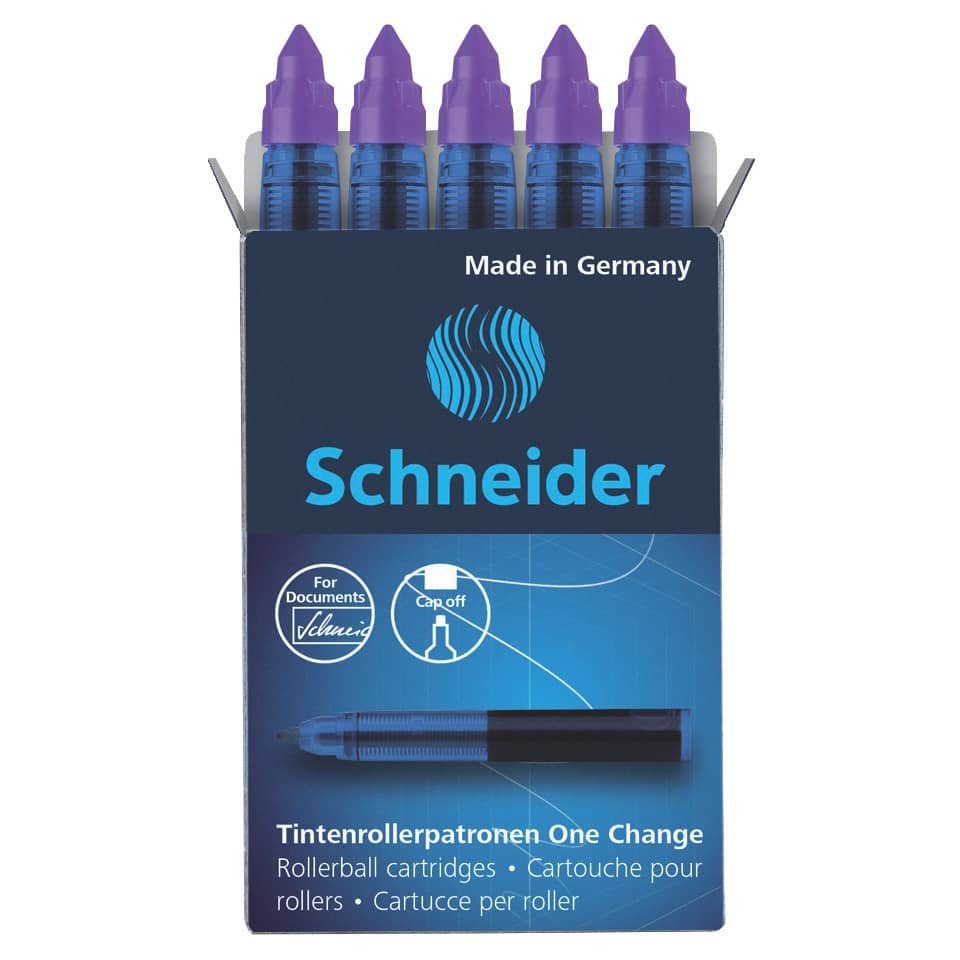 Tintenrollerpatrone One Change, 0,6 mm, violett, 5er Schachtel SCHNEIDER 50-185408 SCHNEIDER 185408