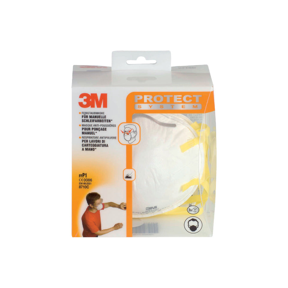 Atemschutzmaske, Partikelmaske für Handschleifen, Schutzstufe FFP1, 3er Pack 3M 8710-3 3M 8710C3