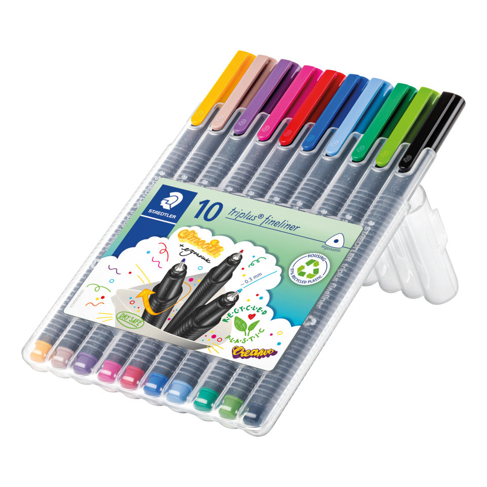 Feinschreiber triplus® fineliner, ca. 0,3 mm, STAEDTLER Box mit 10 Farben STAEDTLER 334 SB10 STAEDTLER 334 SB10    0,3mm