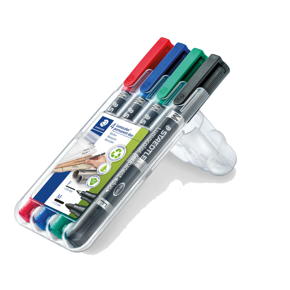 Overheadstift Lumocolor® duo, nachfüllbar, STAEDTLER Box mit 4 Farben STAEDTLER 348 WP4 LUMOCOLOR 348 WP4 perman