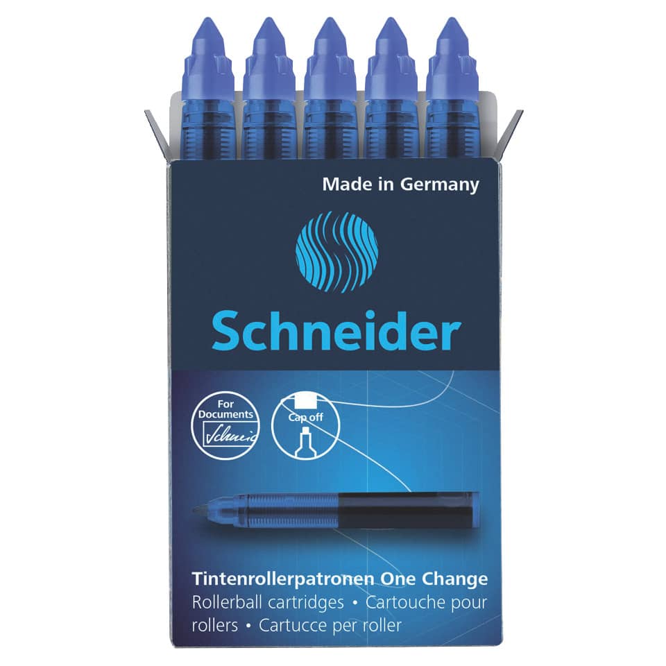 Tintenrollerpatrone One Change, 0,6 mm, blau, 5er Schachtel SCHNEIDER 50-185403 SCHNEIDER 185403