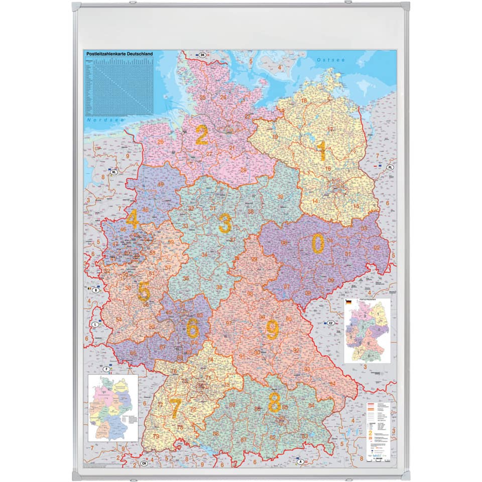 Kartentafel PLZ Deutschland pinnbar, 1:760.000, 980 x 1380 mm FRANKEN KA445P FRANKEN KA445P 98x138cm pinnbar