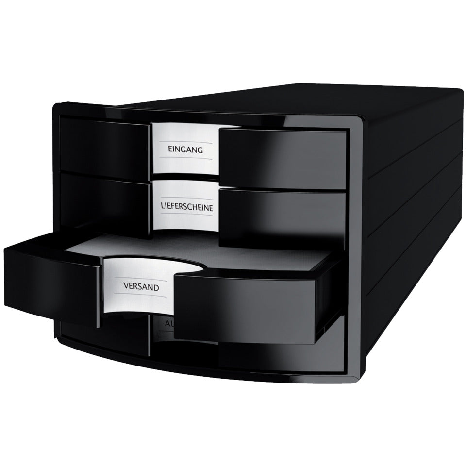 Schubladenbox IMPULS, DIN A4/C4, 4 geschlossene Schubladen, schwarz HAN 1012-13D HAN 1012-13 geschlossen