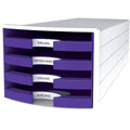 Schubladenbox IMPULS, DIN A4/C4, 4 offene Schubladen, weiß/Trend Colour lila HAN 1013-57D HAN 1013-57 offen