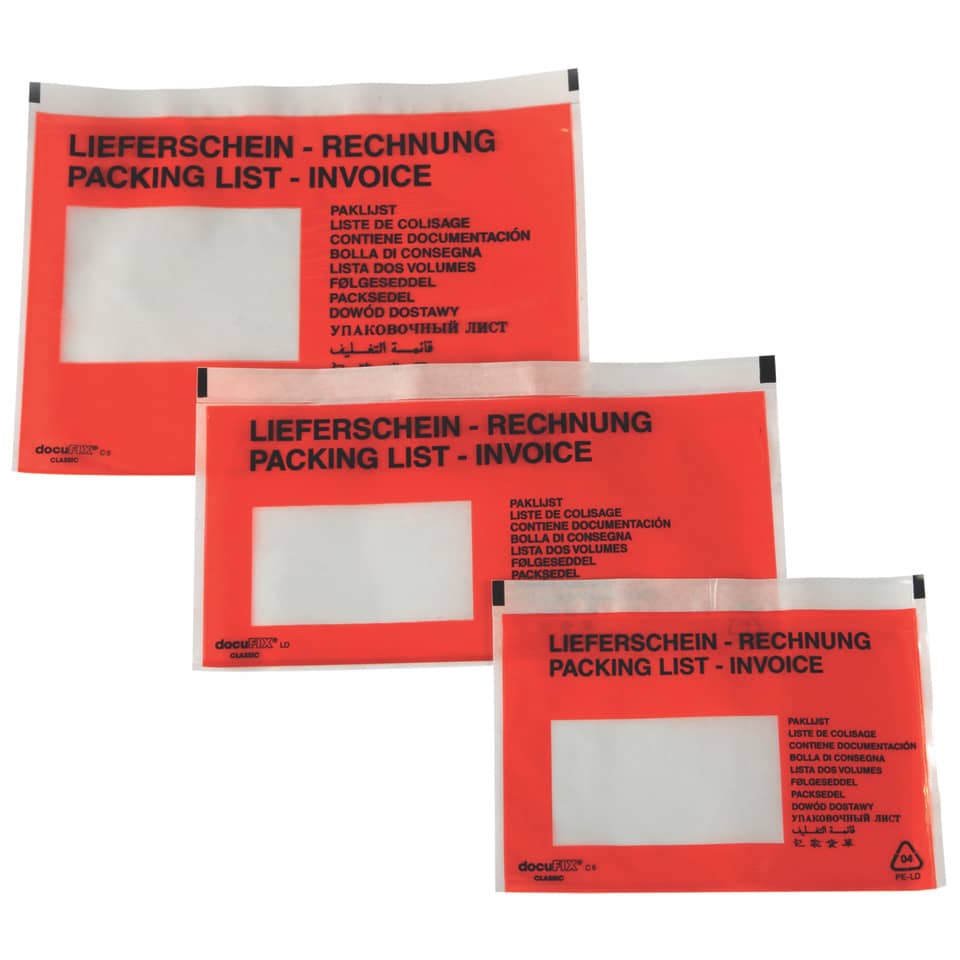 Begleitpapiertasche, C6, selbstklebend, 250 Stück, rot DOCUFIX 2FVDO402025 DOCUFIX 2FVDO402025 Druck Lief./Rech.