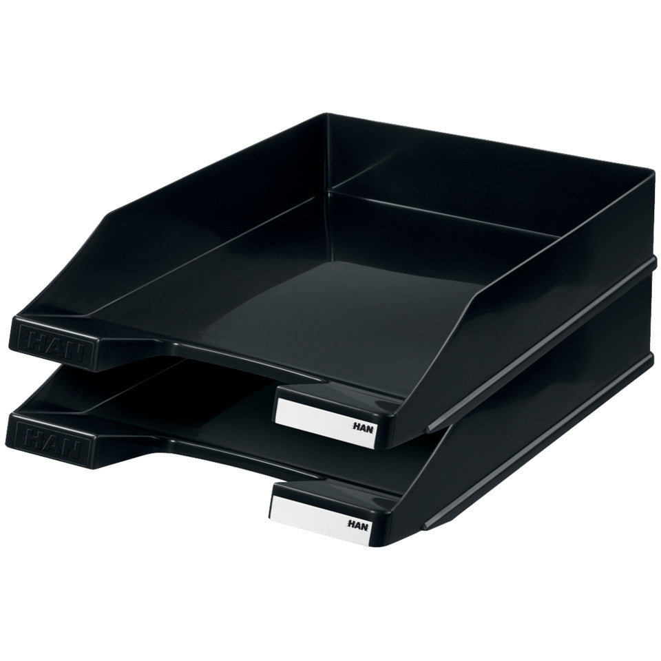 Briefablage KLASSIK, DIN A4/C4, stapelbar, stabil, modern, schwarz HAN 1027-X-13D