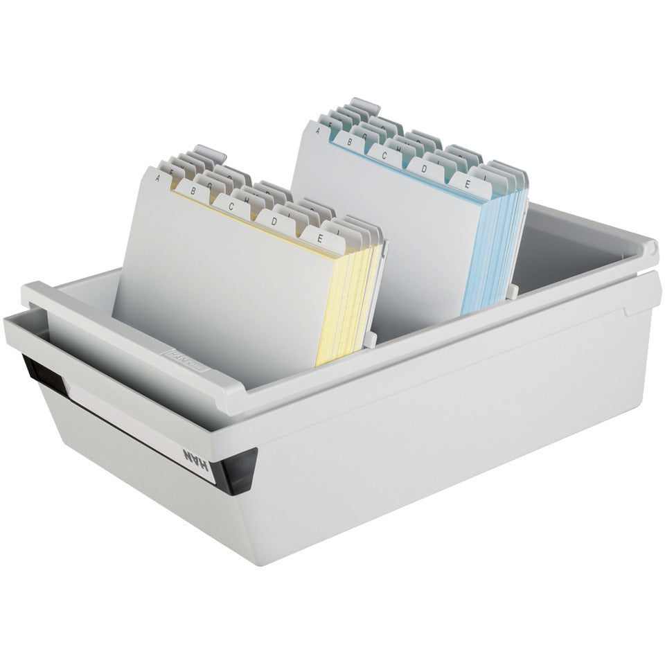 Karteikasten A5 quer, für 1300 Karten, 2 Stützplatten m. Sichtreitern, lichtgrau HAN 955-11D HAN 955-11  1300Kt