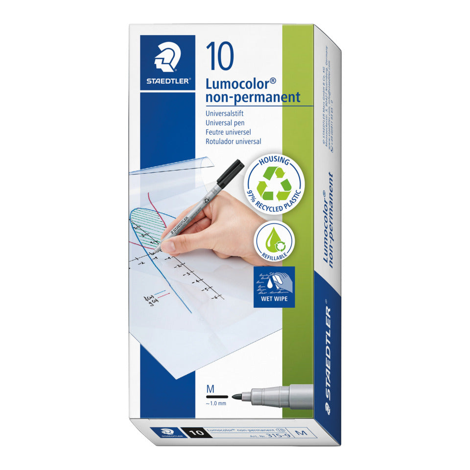 Folienstift Lumocolor® non-permanent, ca. 1.0 mm, schwarz STAEDTLER 315-9 STAEDTLER 315-9 nonperm.
