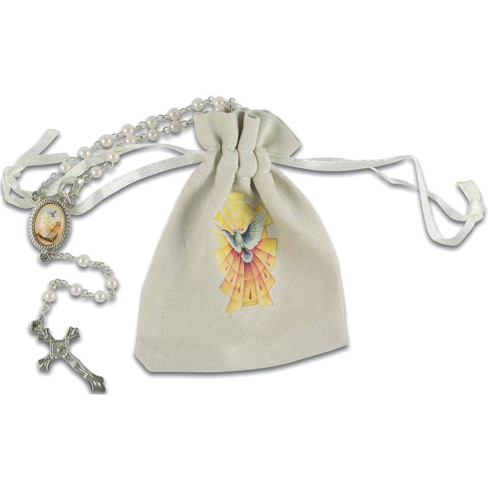 Rosenkranz in Stoffbeutel Taube, 36cm, weiß  76/150 76/150 36cm Taube