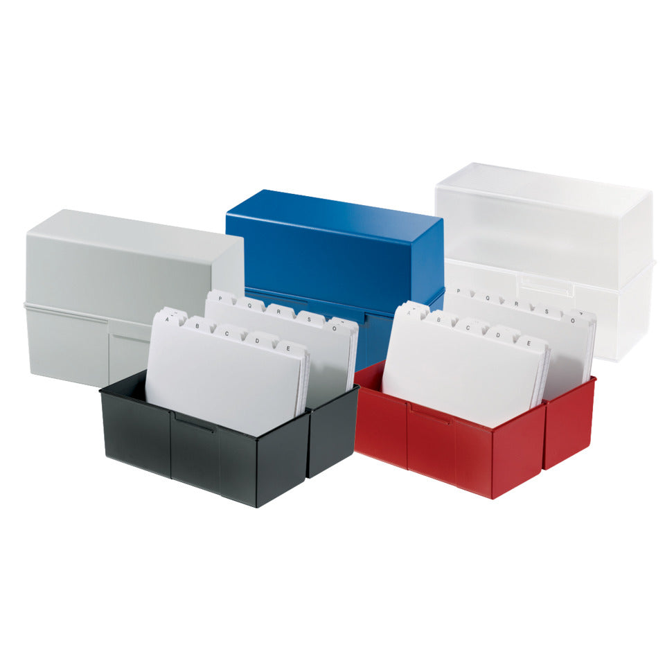 Karteibox DIN A5 quer, max 500 Karten m. Stahlscharnier, transluzent-klar HAN 975-63D HAN 975-63 f.450Kart.