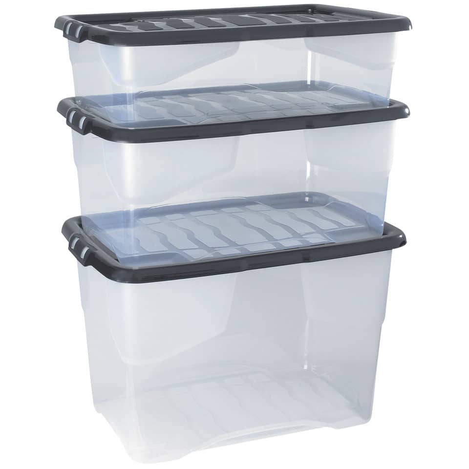 Ablagebox XW203, 65l, transparent/schwarz STRATA 2002030110 STRATA 2002030110 65 Liter