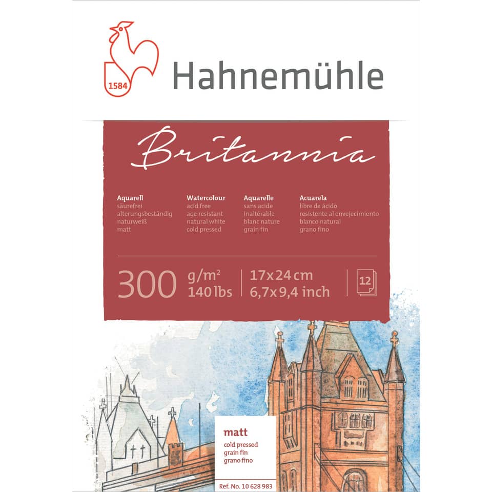Aquarellblock, 17 x 24 cm, 300g/m², 12 Blatt HAHNEMÜHLE 10628983