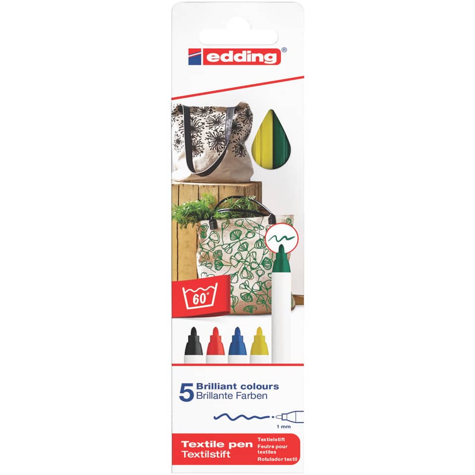 Textilstift 4600 Basic, 5 Stück, sortiert EDDING 4-4600-5 EDDING 4-4600-5 Basic Colours