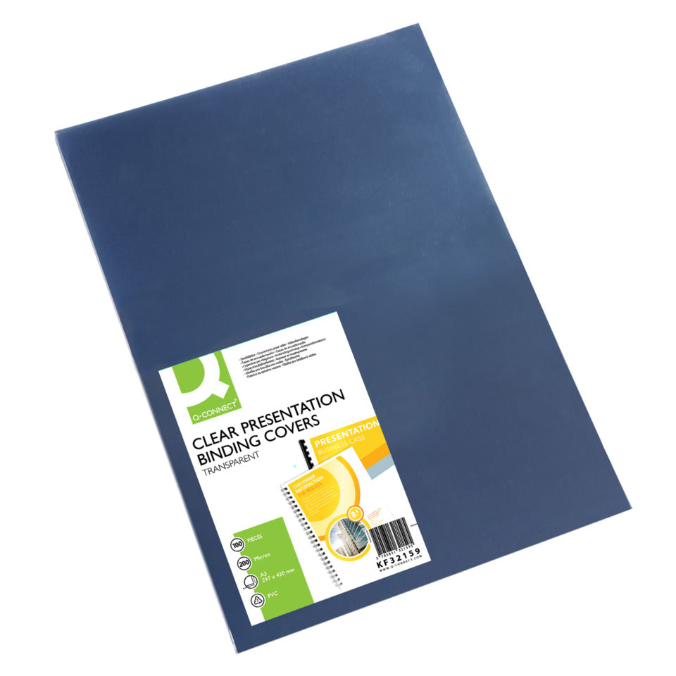 Einbanddeckel, A3, 200mic, 100 Stück, transparent Q-CONNECT KF32159 Q-CONNECT KF32159 100St.