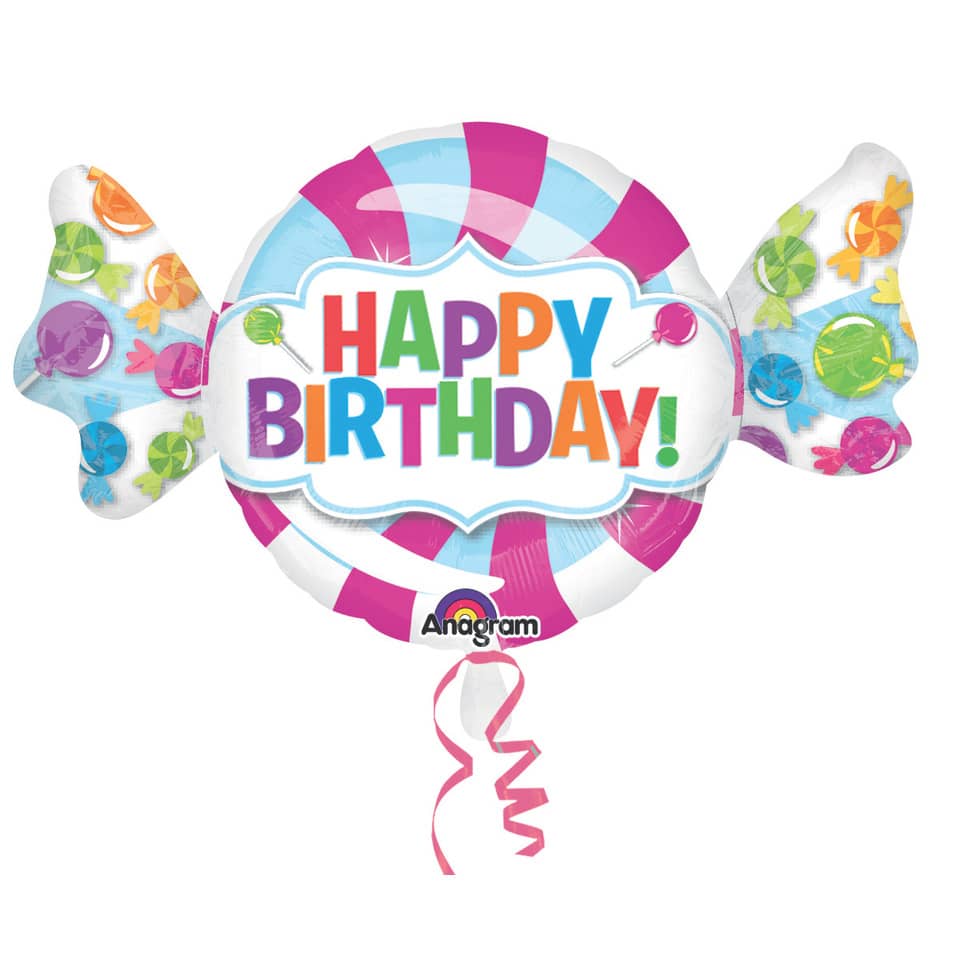Folienballon Bonbon Happy Birthday, 101x60cm AMSCAN 3161775 AMSCAN  3161775 101x60cm