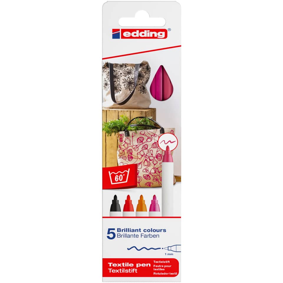 Textilstift 4600 Warm, 5 Stück, sortiert EDDING 4-4600-5999 EDDING 4-4600-5999 Warm Colours