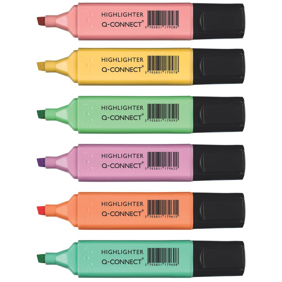 Textmarker, 1,5-2mm, 6 Stück, pastell sortiert Q-CONNECT KF17963 Q-CONNECT KF17963 1,0-5,2mm