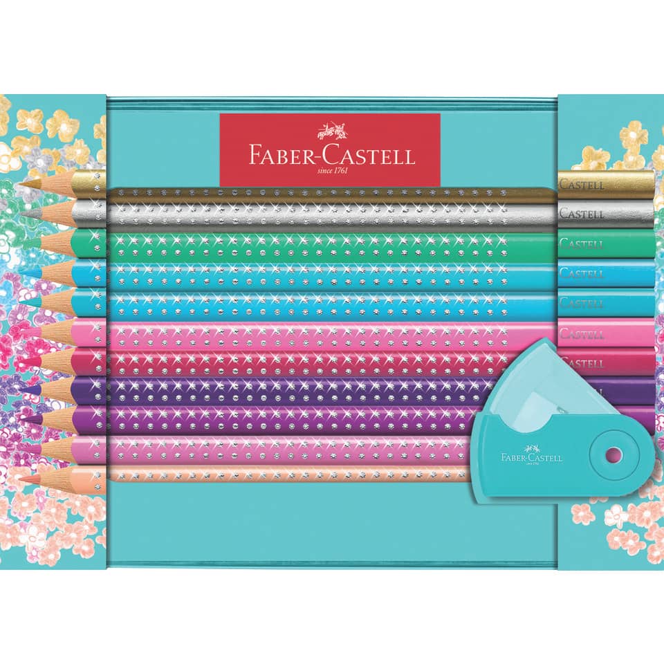 Buntstifte Sparkle Geschenkset, Metalletui türkis, 21-teilig FABER CASTELL 201641