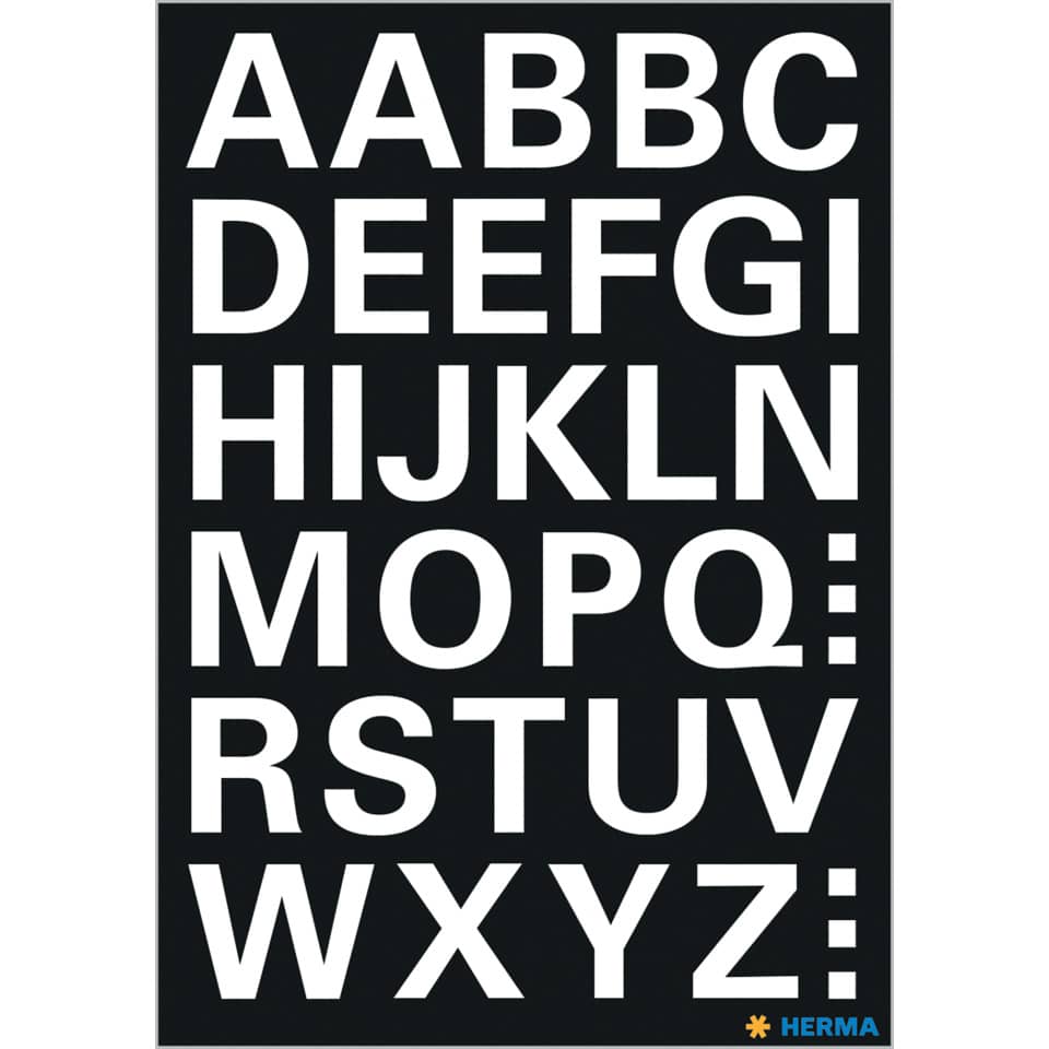 Buchstabenetikett A-Z, 15mm, 36 Stück, weiß HERMA 15557 HERMA 15557 15mm
