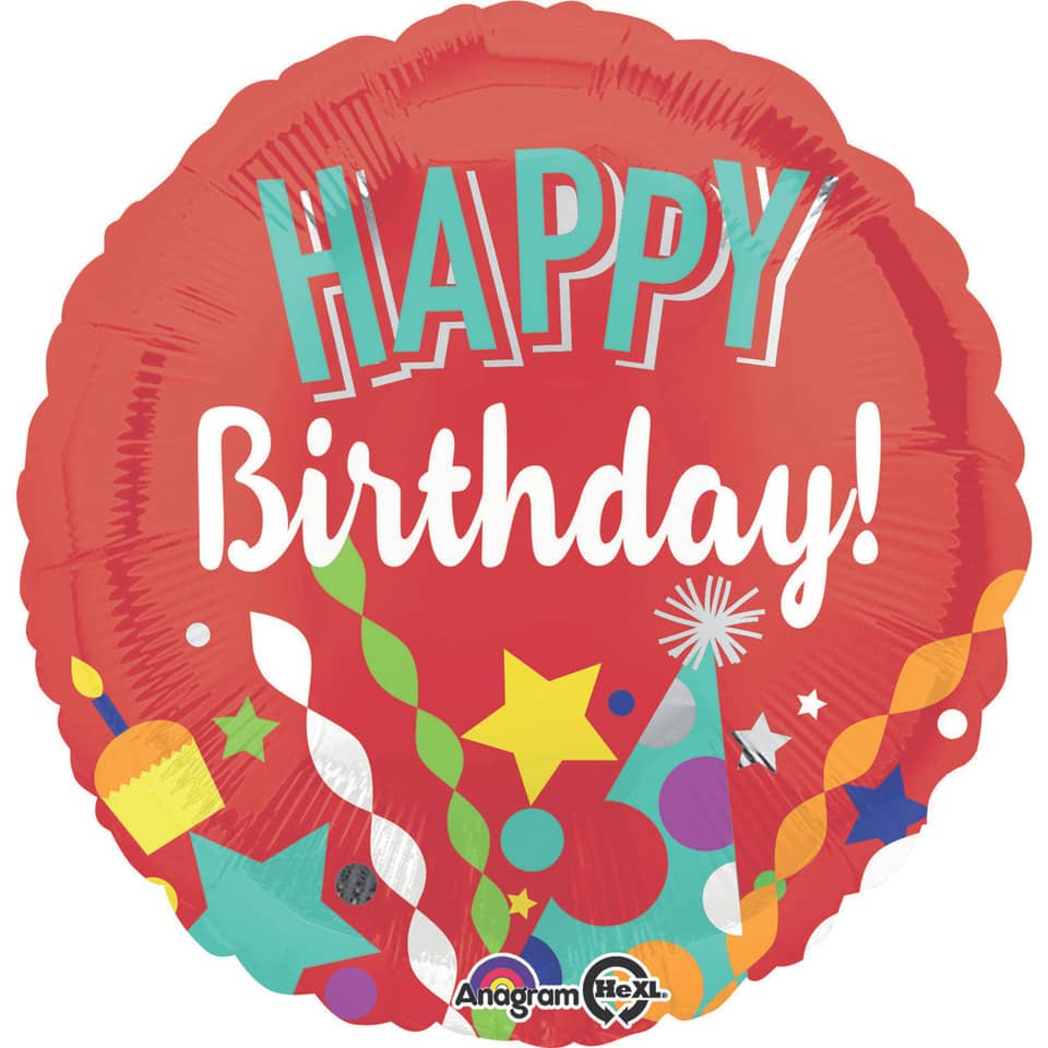 Folienballon Happy Birthday, Ø43cm AMSCAN 3514301 AMSCAN 3514301 D43cm