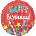 Folienballon Happy Birthday, Ø43cm AMSCAN 3514301 AMSCAN 3514301 D43cm