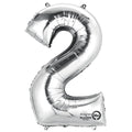 Folienballon Zahl 2, 88x50cm, silber AMSCAN 9906287 AMSCAN 279820 / 9906287 86cm
