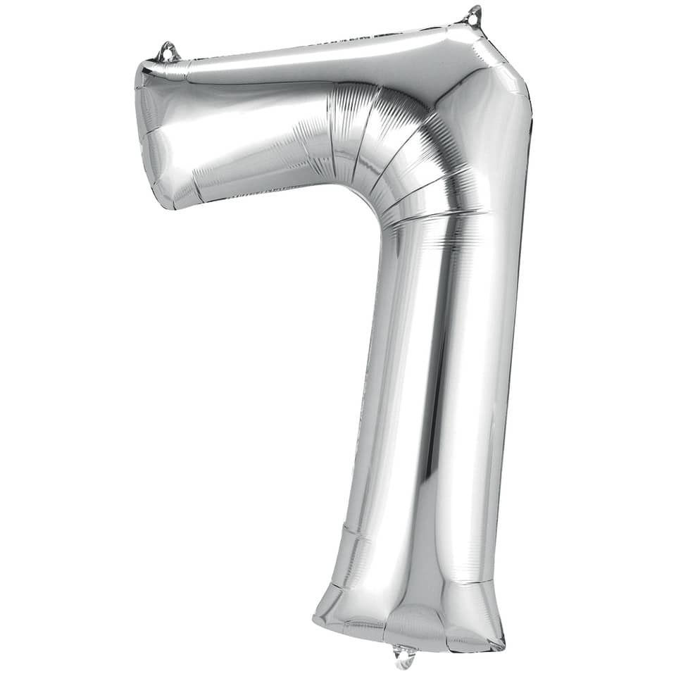 Folienballon Zahl 7, 88x58cm, silber  9906292 AMSCAN 9906292 / 2798701 86cm