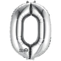 Folienballon Zahl 0, 88x66cm, silber AMSCAN 9906285 AMSCAN  2798001 / 9906285 86cm