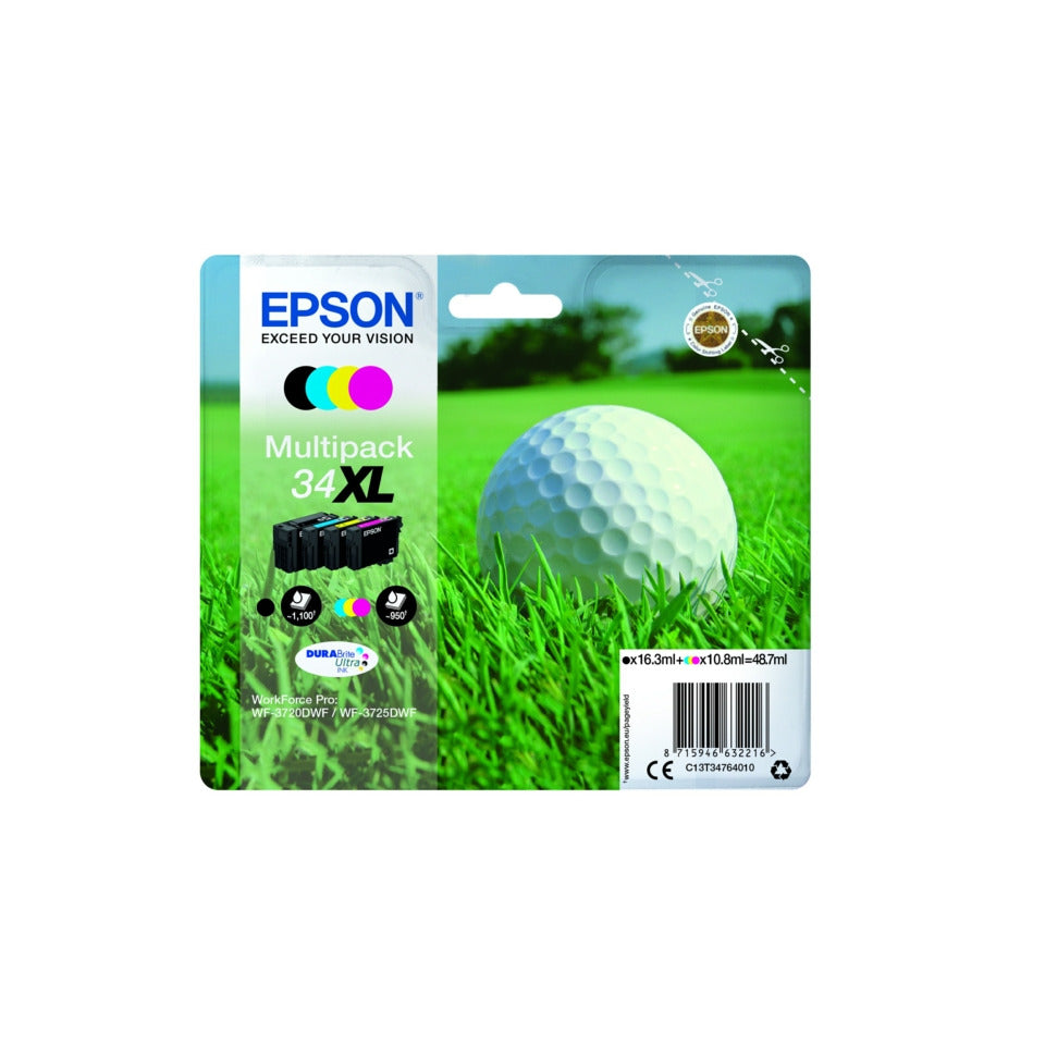 Inkjetpatrone Nr.34XL schwarz, cyan, magenta, yellow   Multipack EPSON C13T34764010 EPSON C13T34764010 Multipack