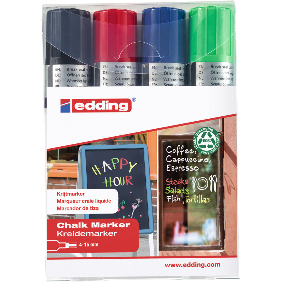 Windowmarker 4090, 4-15mm, Keilspitze, 4 Stück, sortiert EDDING 4090-4999 EDDING 4090-4999   4090/4S