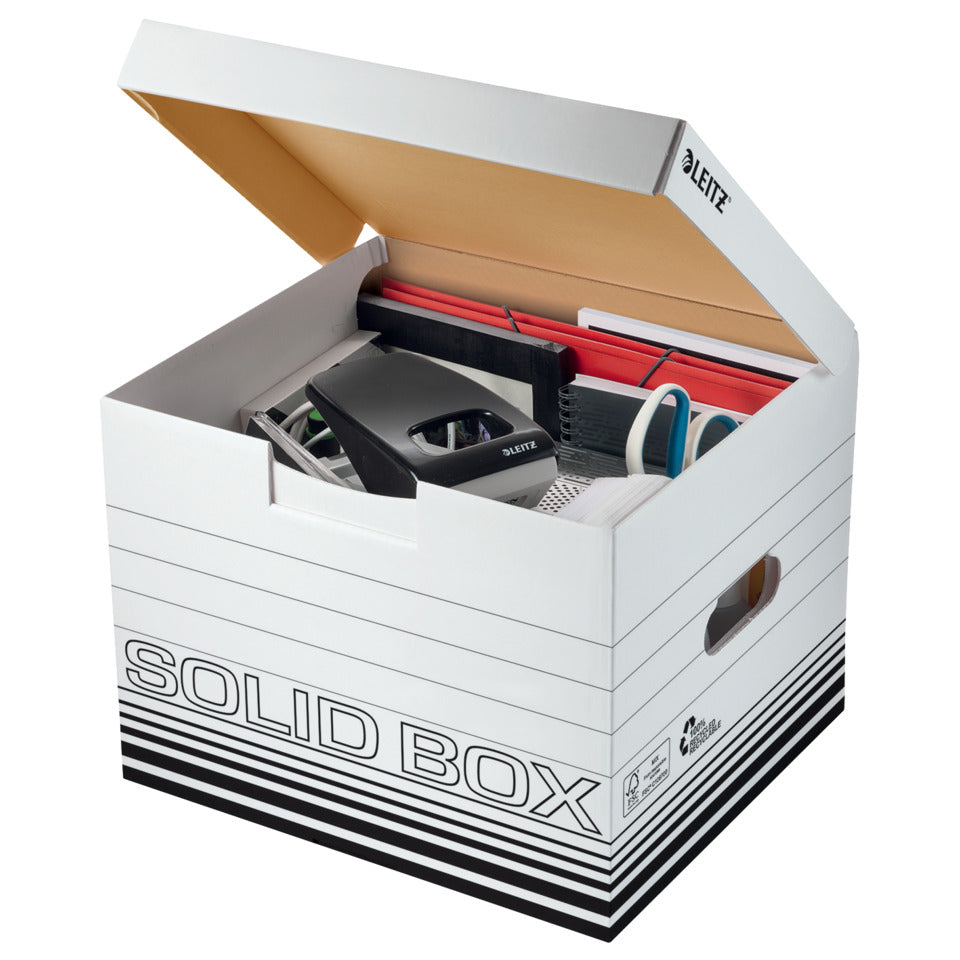 Archiv Container M, mit Klappdeckel, Wellpappe, weiß LEITZ 6118-00-01 LEITZ 6118-00-01 für 3 Boxen zu 10cm