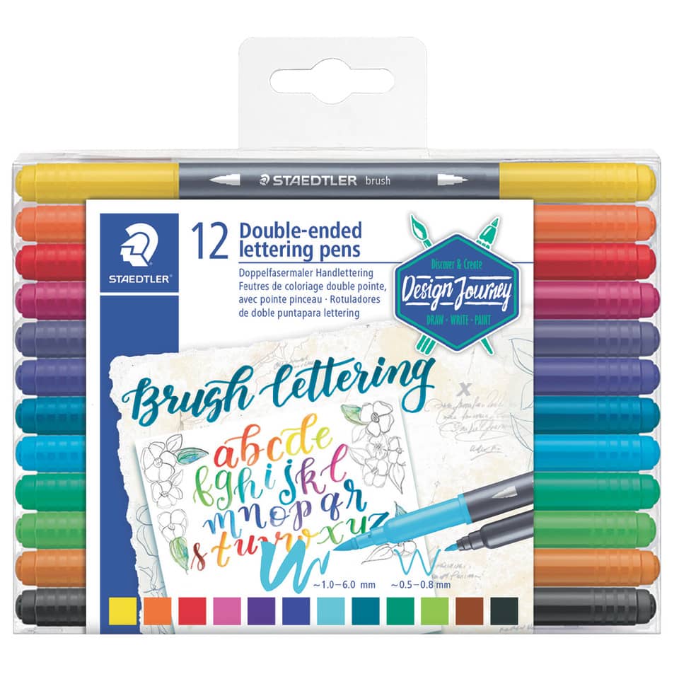 Faserschreiber Duo, 12 Stück, sortiert STAEDTLER 3004 TB12 STAEDTLER 3004TB12 Handlettering