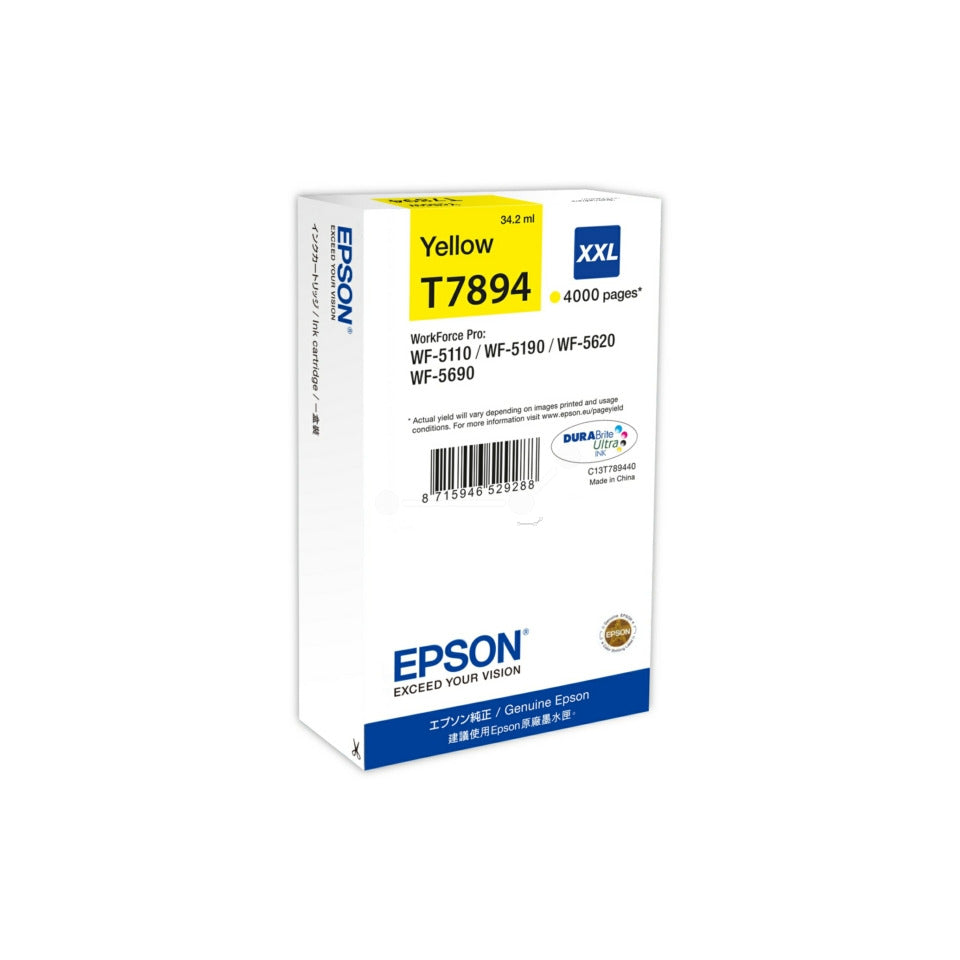 Inkjetpatrone T7894 XXL, ca. 4.000 Seiten, gelb EPSON C13T789440