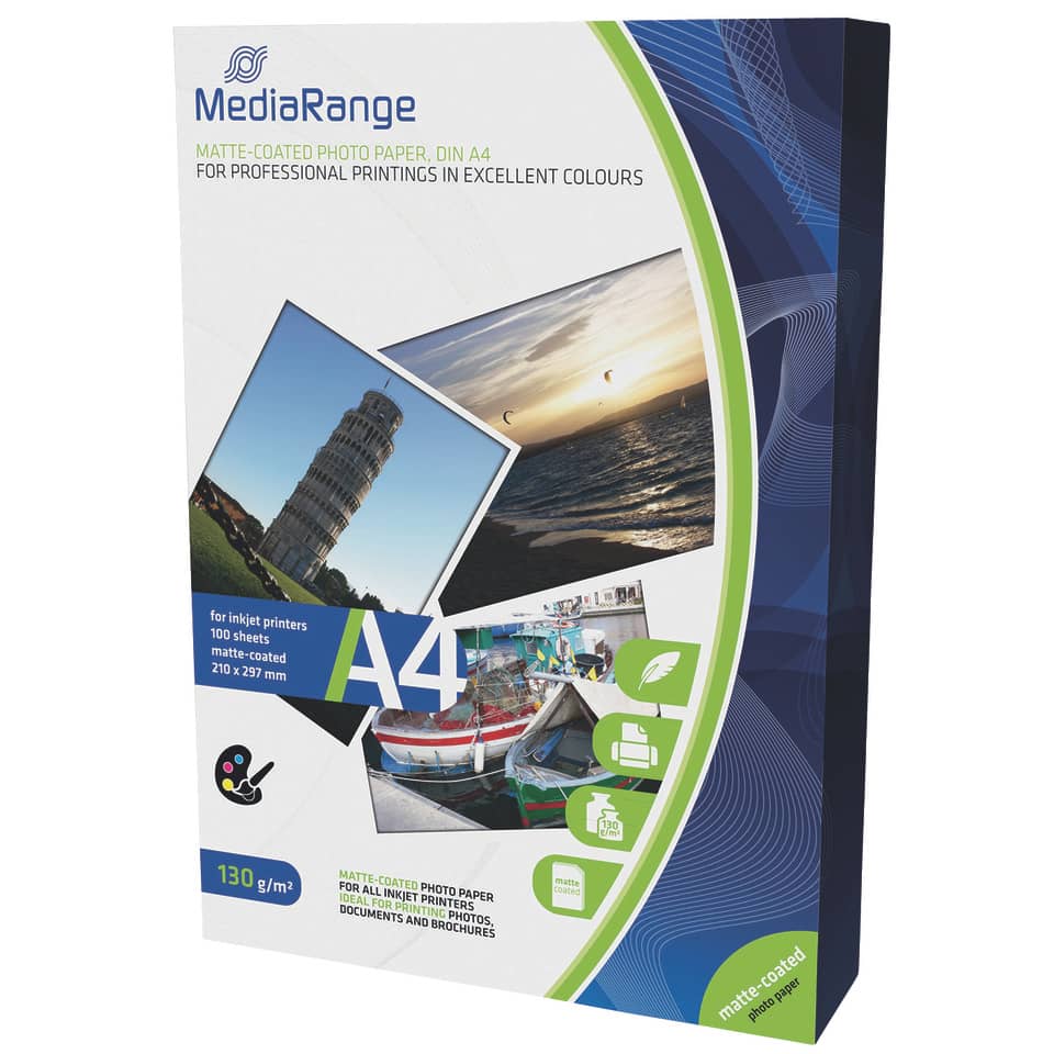 Inkjet Fotopapier 100 Blatt A4 matt weiß   130g MEDIARANGE MRINK101 MEDIARANGE MRINK101 130g