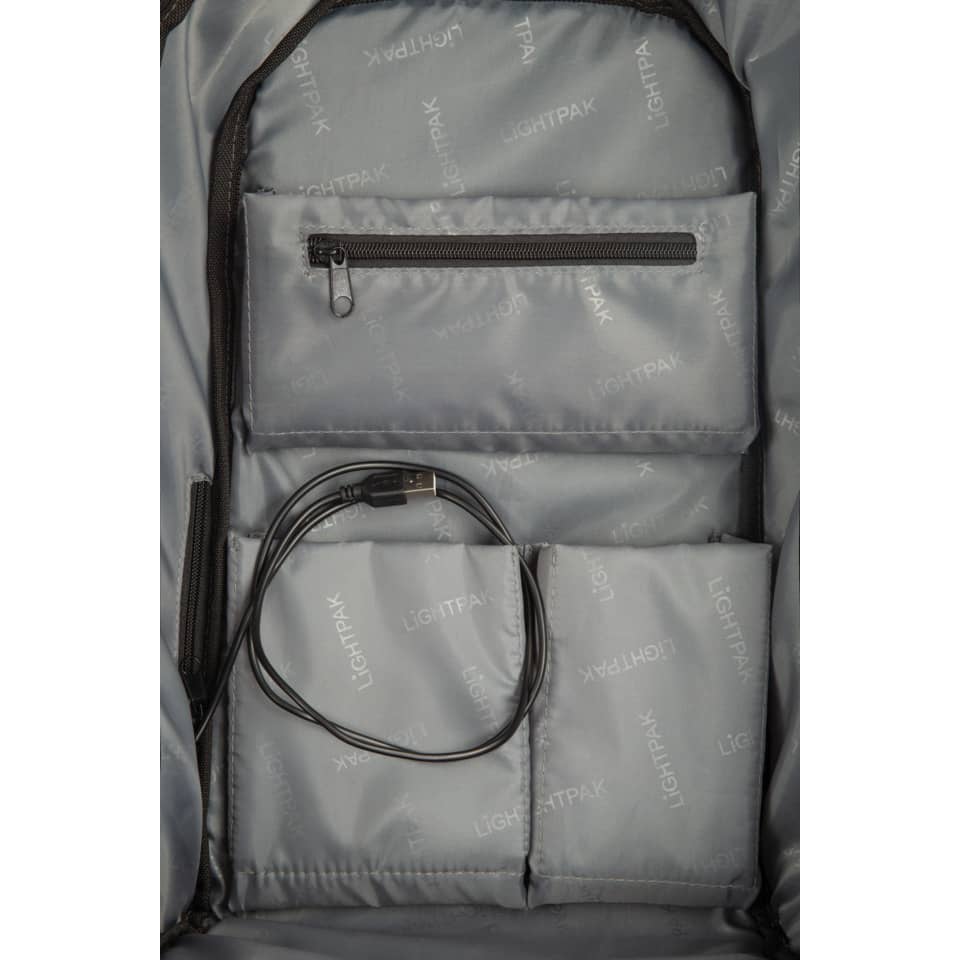 Rucksack SAFEPAK, 310 x 450 x 150 mm, 600D Polyester, grau LIGHTPAK 46153 LIGHTPAK 46153 31x45x15cm