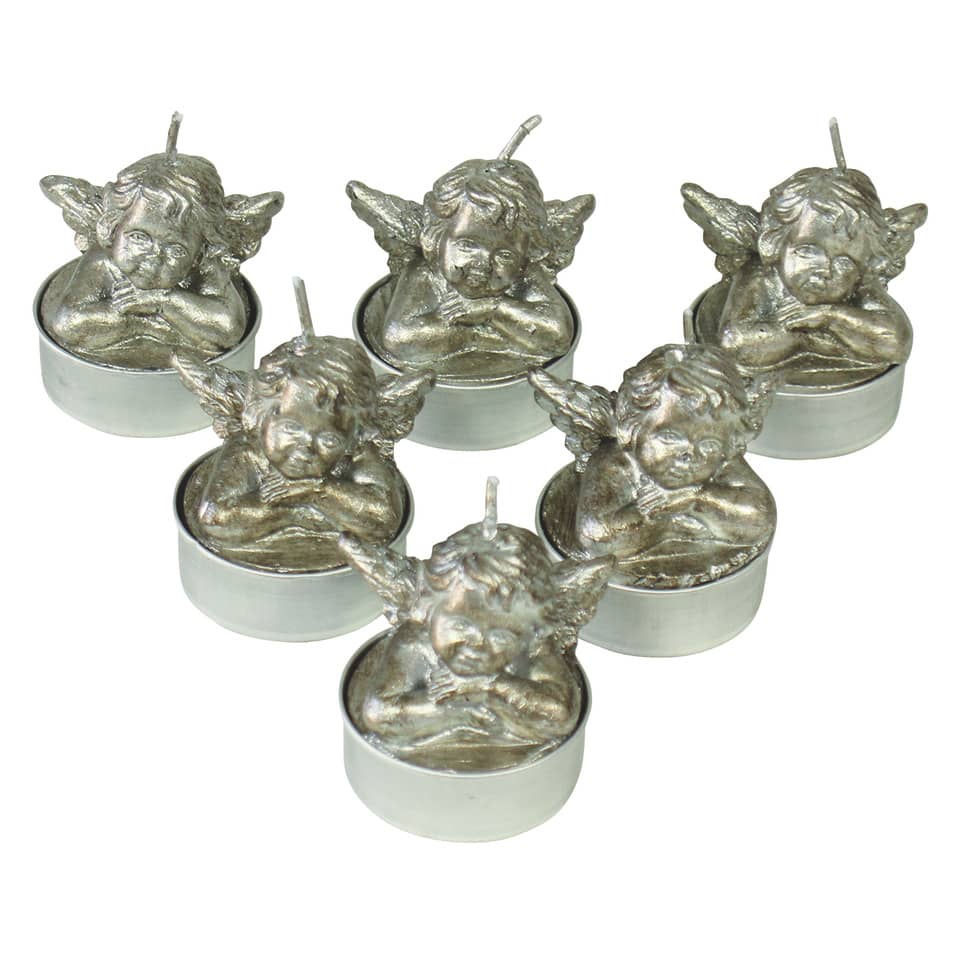 Weihnachts-Teelicht Engel, 6 Stück, silber PBS N23039-3010-10 N23039-3010-10 H4,5cm