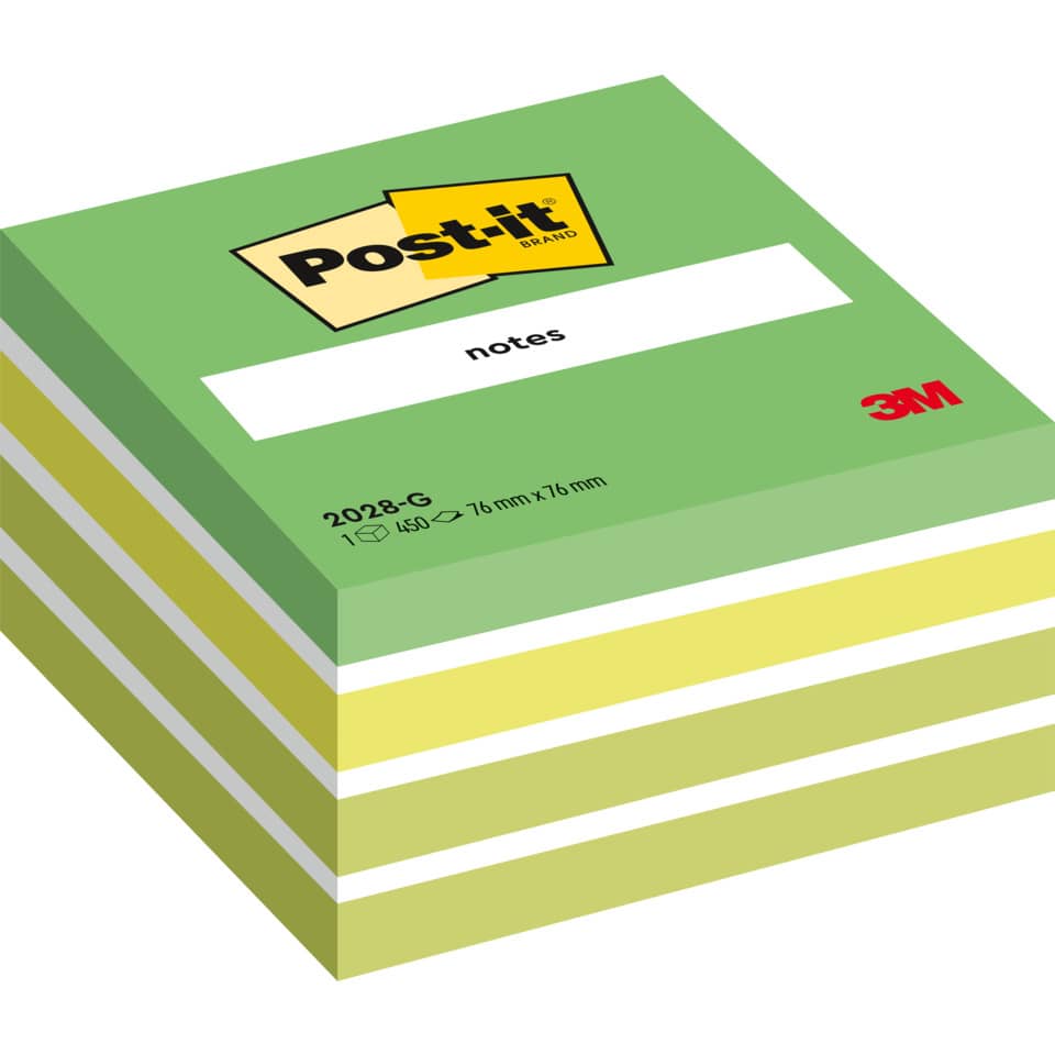 Haftnotizblock Würfel, 76 x 76 mm, 4 Farben, 450 Blatt POST-IT 2028G POST-IT 2028G 76x76mm 450Bl