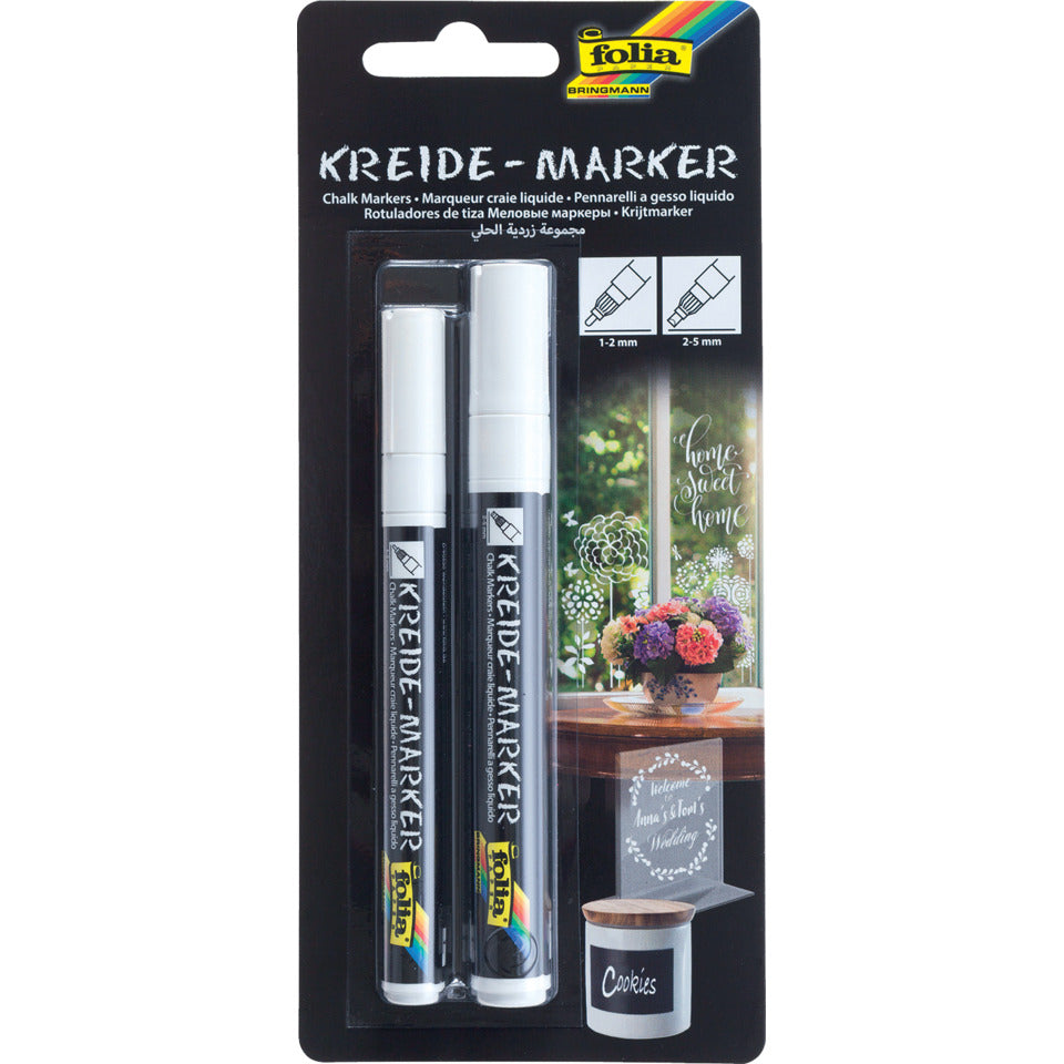 Kreidemarker, 2 Stück, weiß FOLIA 390200