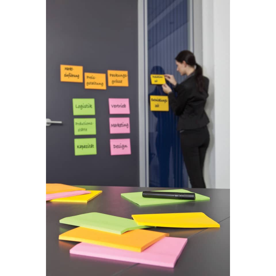 Haftnotizblock Super Sticky Meeting Notes, 203x152mm, 4x45 Blatt, neon POST-IT 6845-SSP POST IT 6845-SS EU  4St