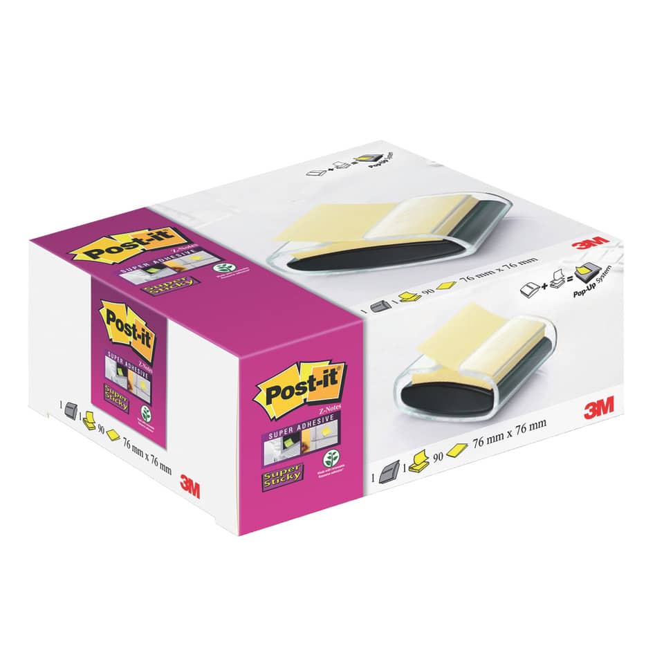 Haftnotizspender Super Sticky Z-Notes+1 Block, schwarz/transparent POST-IT PRO-B1Y POST-IT PRO-B1Y +1Bk SupSticky
