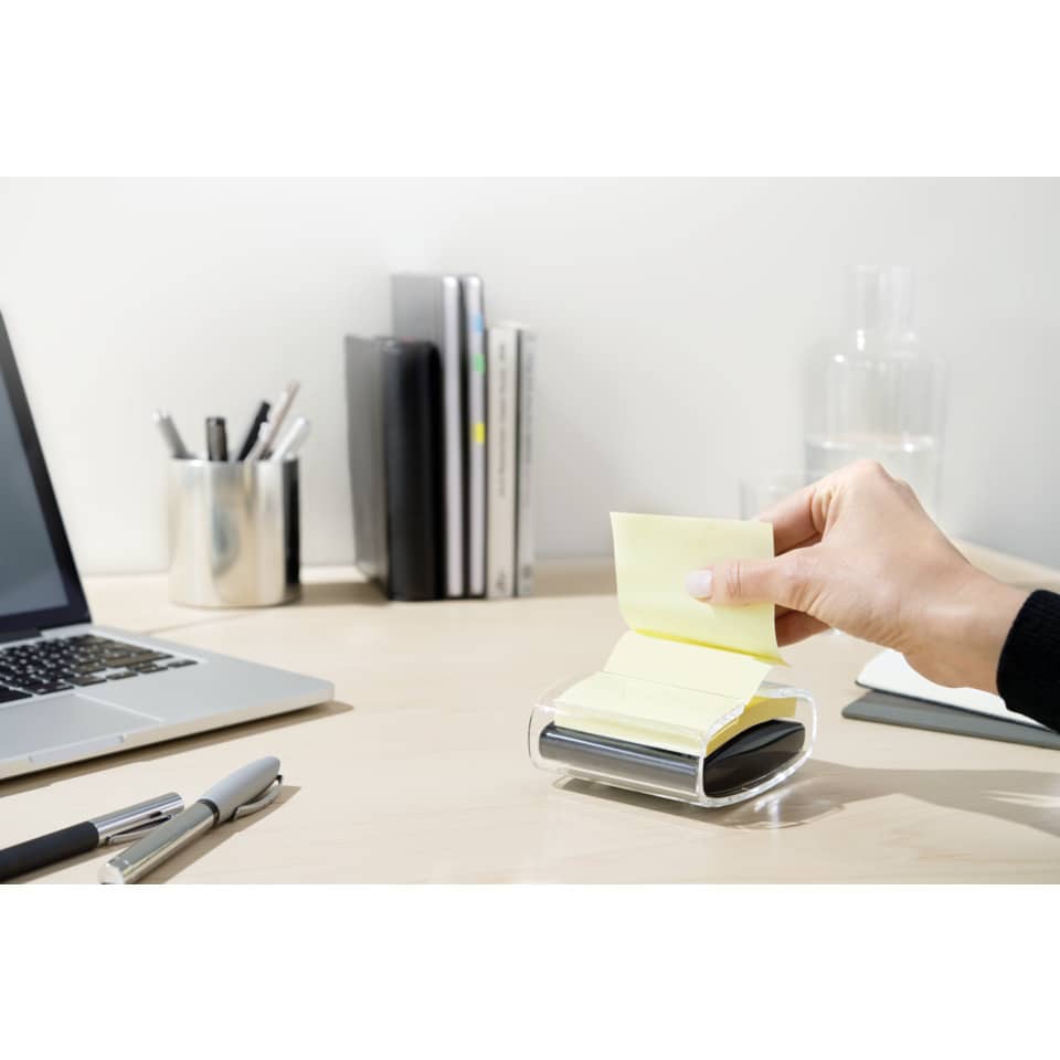Haftnotizspender Super Sticky Z-Notes+1 Block, schwarz/transparent POST-IT PRO-B1Y POST-IT PRO-B1Y +1Bk SupSticky