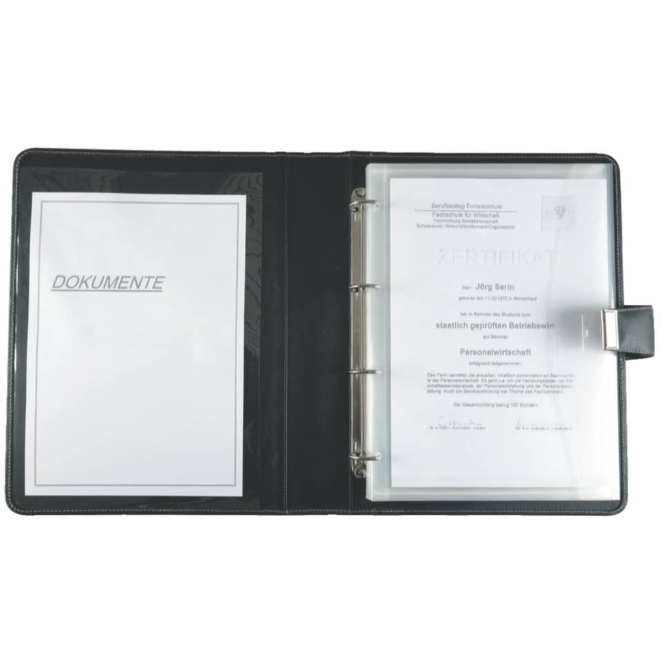 Dokumentenmappe A4, 280 x 360 x 45 mm, Lederimitat, schwarz ALASSIO 31514 JÜSCHA 31514